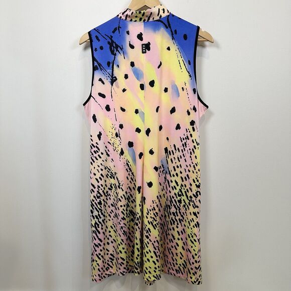 Jamie Sadock Golf Dress XL Sleeveless Pink Blue Abstract Colorful Luna Bright - Picture 7 of 12